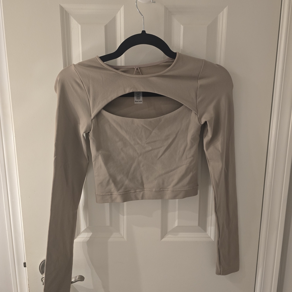 Garage Taupe Long Sleeve Crop Top